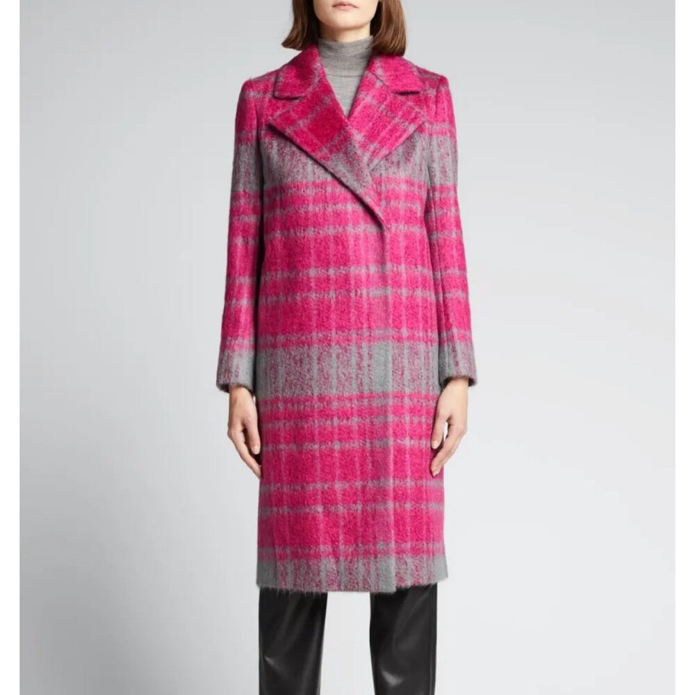 Milly Renee Plaid Mohair Coat
